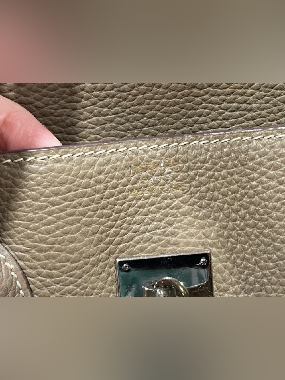 Taupe Leather Top-Handle Satchel - Picture 2 of 15